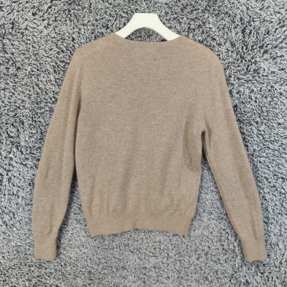 Quince 100% Cashmere Luxe Crew Neck Long Sleeve Sweater Top Women Medium Beige - Picture 2 of 15